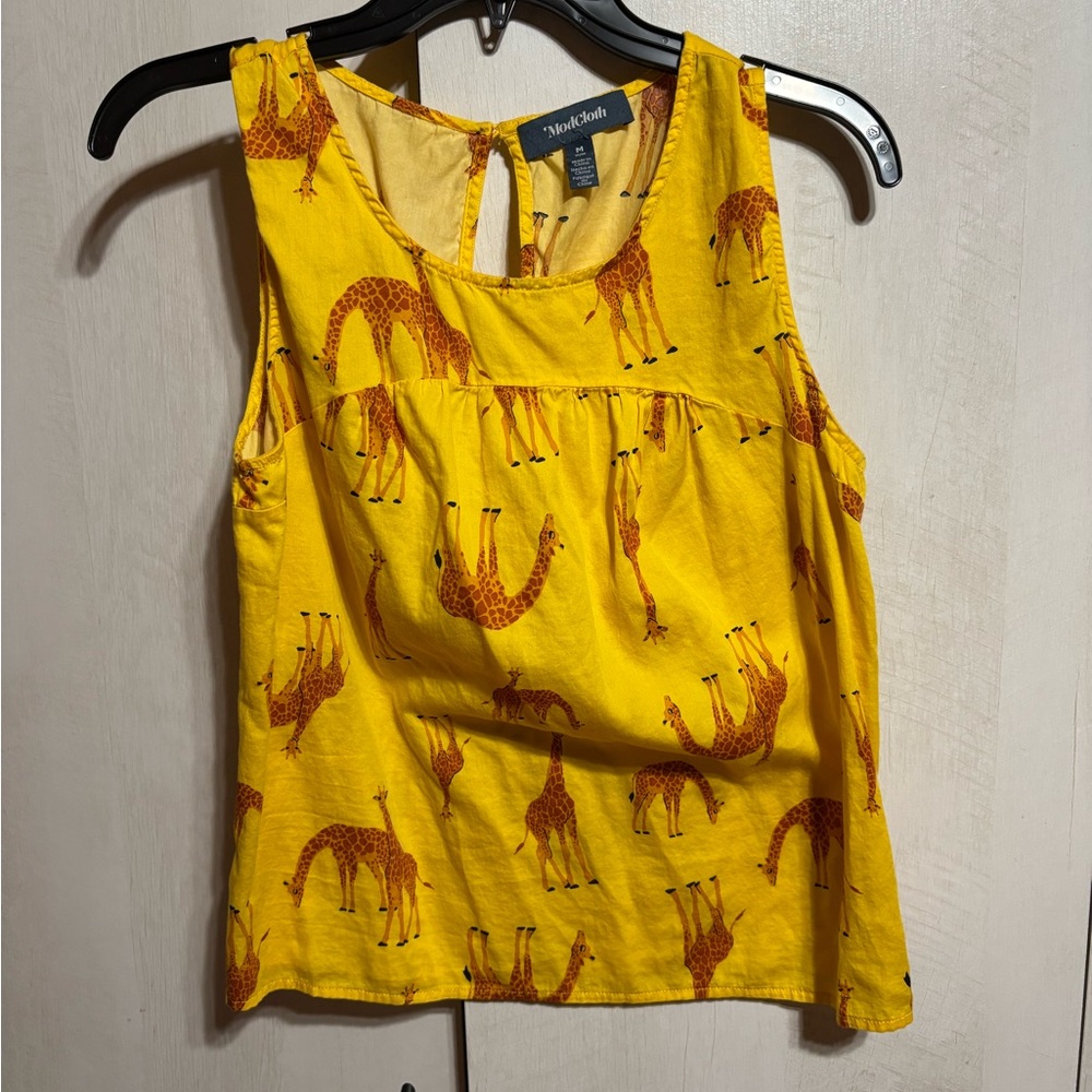 Madewell Women's Yellow Giraffe Print Top